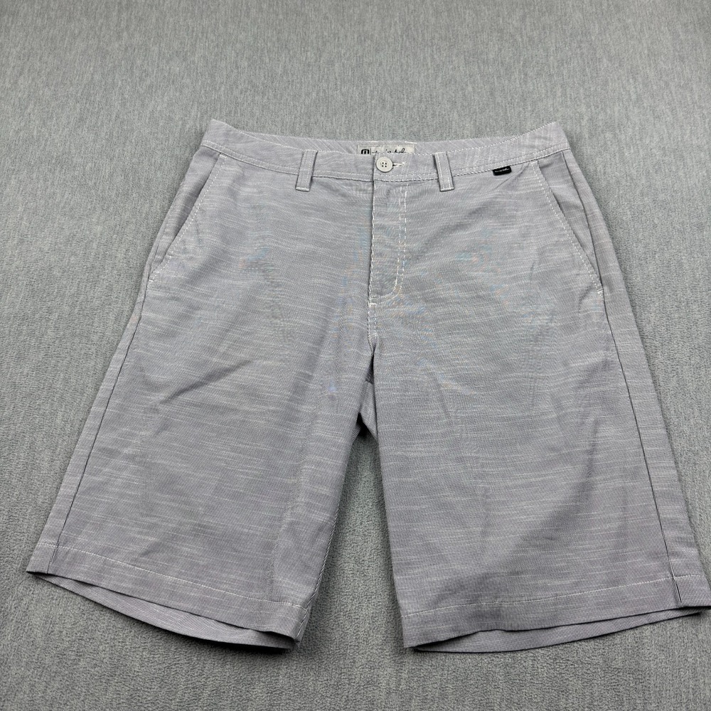 Travis Mathew Shorts Men 32 Gray 10" Chino Golf Pinstripe Performance Flat Front